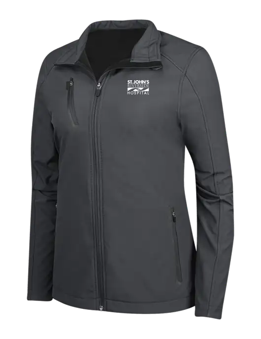 Dark Grey Womens Welded Softshell Jacket w/St. John's Riverside Logo