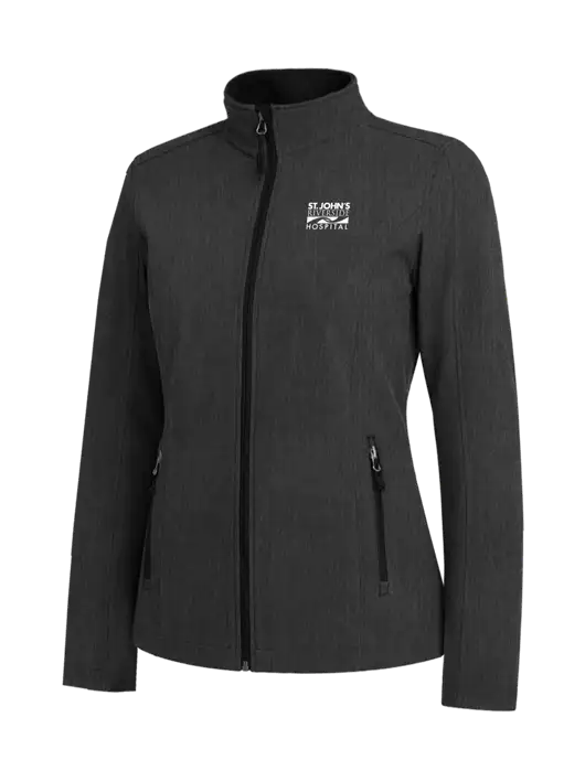 Black Charcoal Heather Womens Core Soft Shell Jacket w/St. John's Riverside Logo