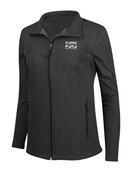 Black Charcoal Heather Womens Core Soft Shell Jacket w/St. John's Riverside Logo