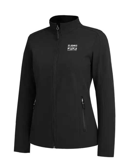 Black Womens Core Soft Shell Jacket w/St. John's Riverside Logo