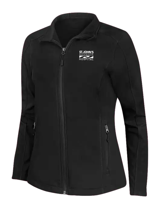 Black Womens Core Soft Shell Jacket w/St. John's Riverside Logo