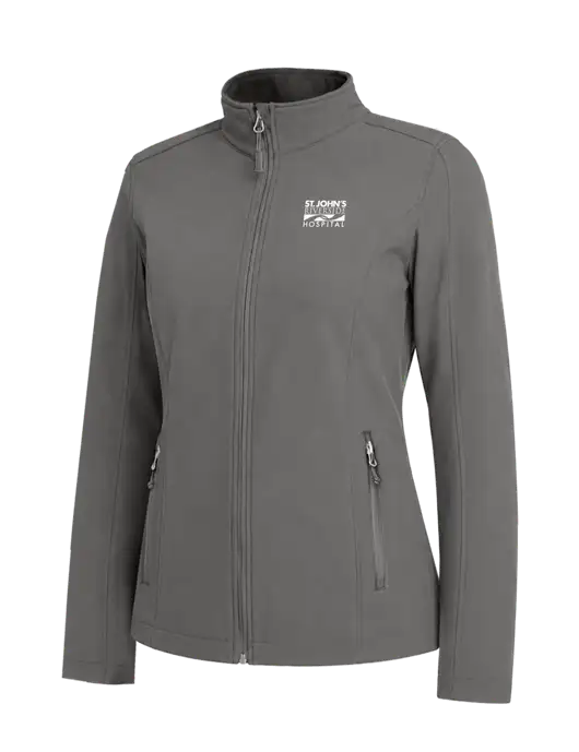 Medium Grey Womens Core Soft Shell Jacket w/St. John's Riverside Logo