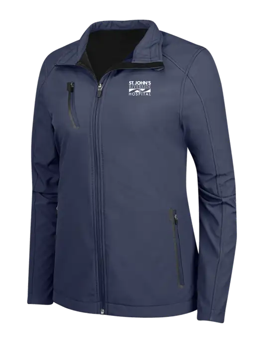 Navy Womens Welded Softshell Jacket w/St. John's Riverside Logo