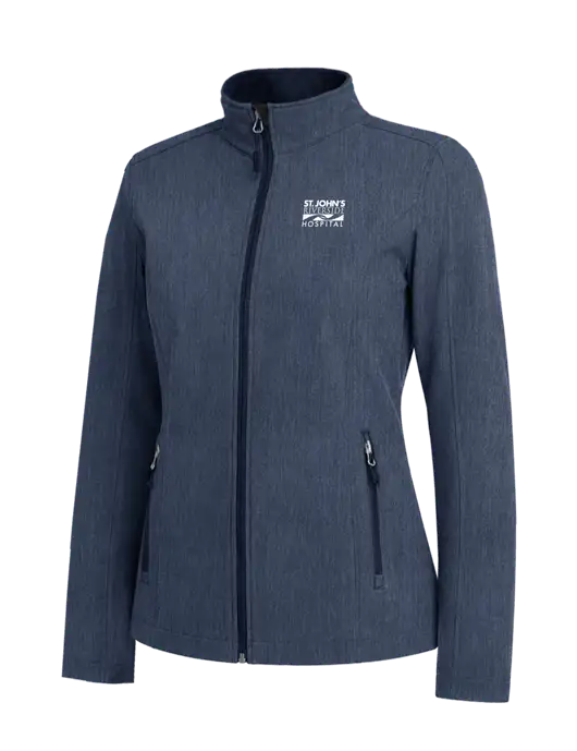Navy Heather Womens Core Soft Shell Jacket w/St. John's Riverside Logo