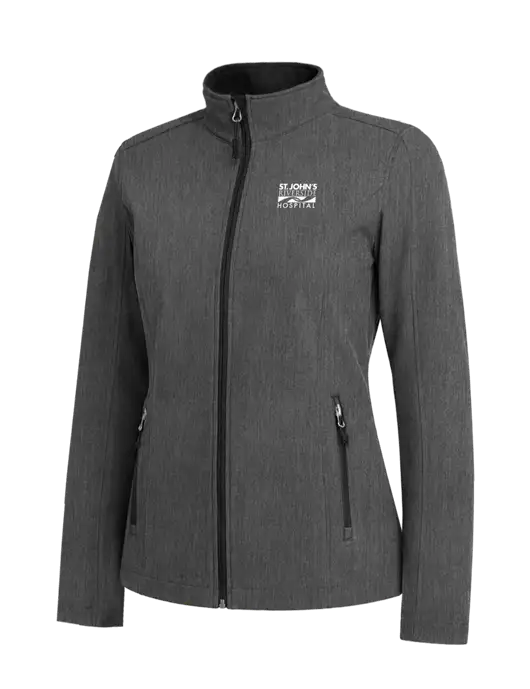 Medium Grey Heather Womens Core Soft Shell Jacket w/St. John's Riverside Logo