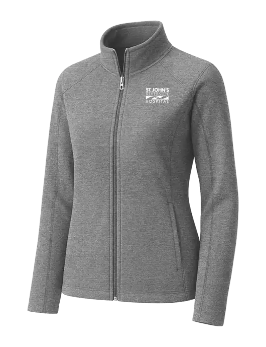 Medium Grey Womens Heather Microfleece Full-Zip Jacket w/St. John's Riverside Logo