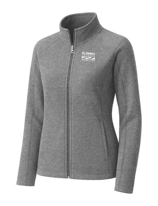 Medium Grey Womens Heather Microfleece Full-Zip Jacket w/St. John's Riverside Logo