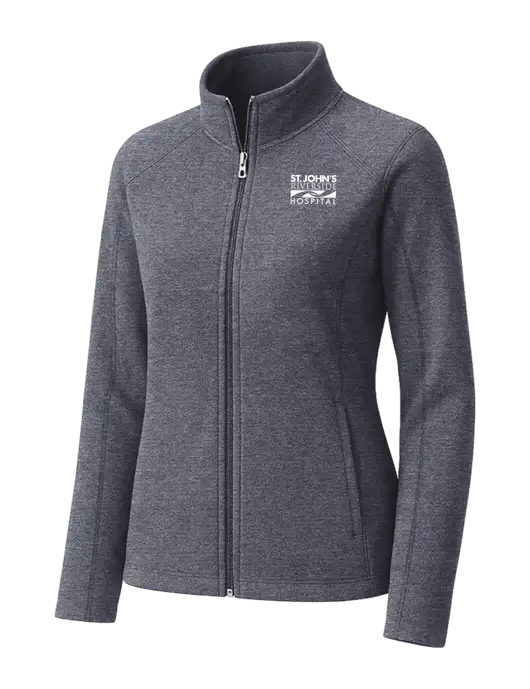 Light Navy Heather Womens Microfleece Full-Zip Jacket w/St. John's Riverside Logo