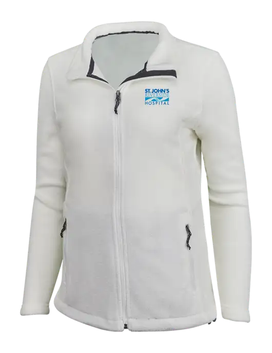 Womens White Fleece Jacket w/St. John's Riverside Logo