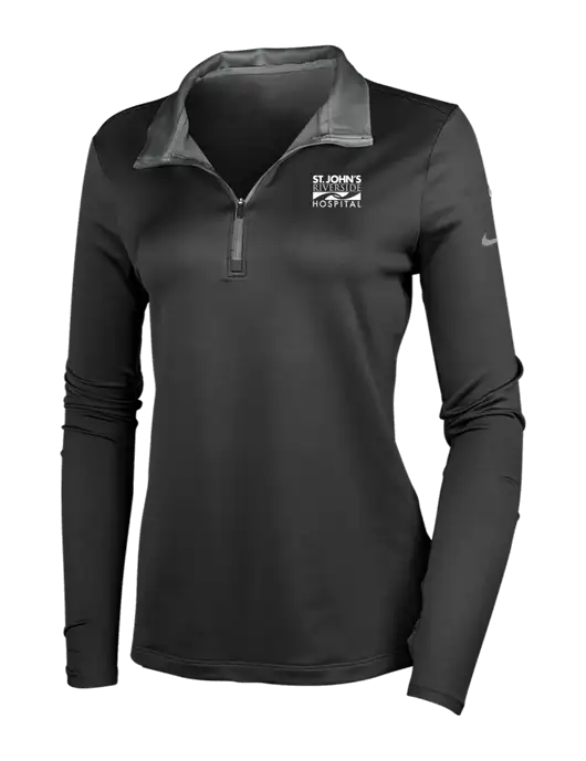 NIKE Black/Dark Grey Womens Dry-Fit Stretch 1/2 Zip Cover-Up w/St. John's Riverside Logo