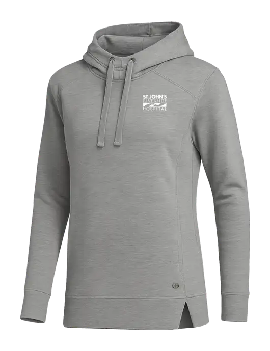OGIO Heather Grey Womens Luuma Pullover Fleece Hoodie w/St. John's Riverside Logo