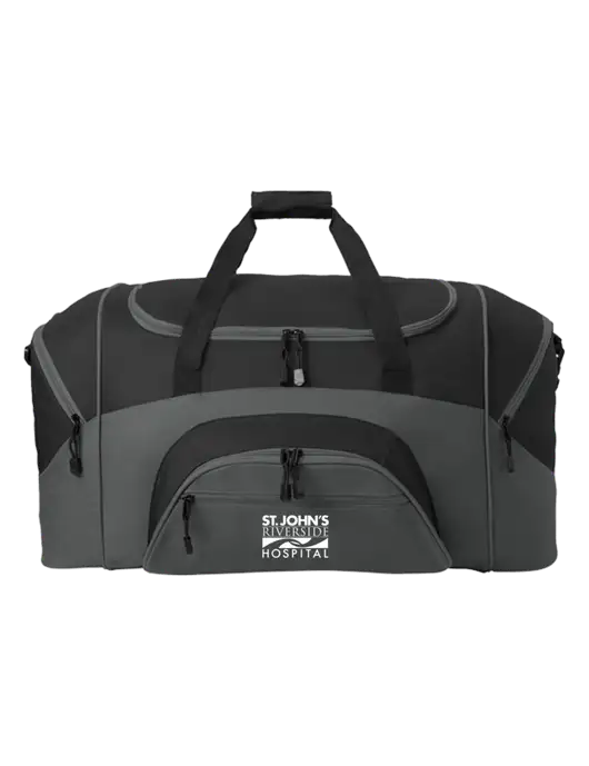 Standard Colorblock Black/Dark Grey Sport Duffel w/St. John's Riverside Logo