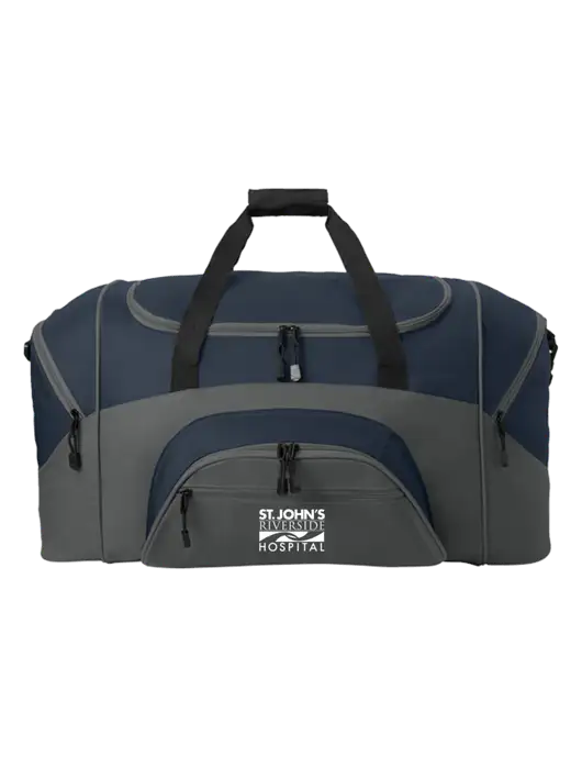 Standard Colorblock Navy/Dark Grey Sport Duffel w/St. John's Riverside Logo
