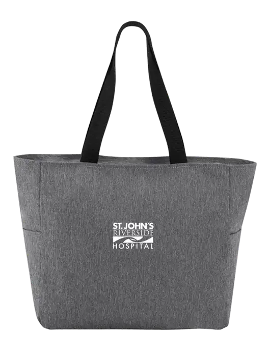 Everyday Heather Grey Zip Tote  w/St. John's Riverside Logo