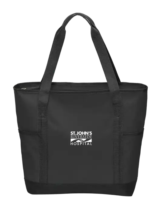 On the Go Black/Black Tote w/St. John's Riverside Logo