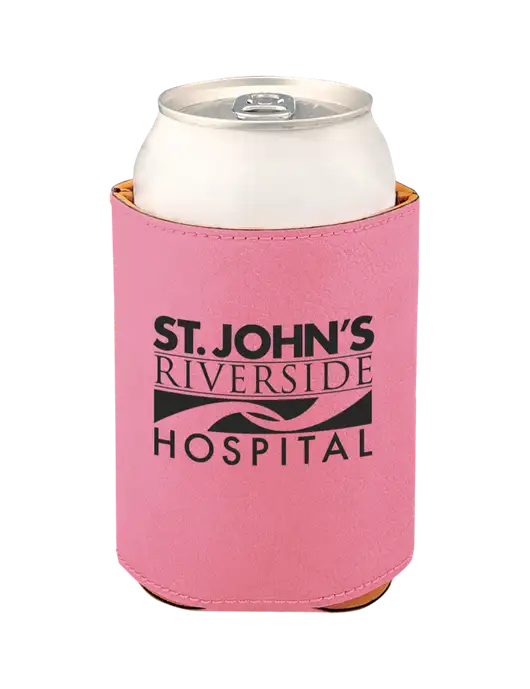 Pink Leatherette Beverage Holder w/St. John's Riverside Logo