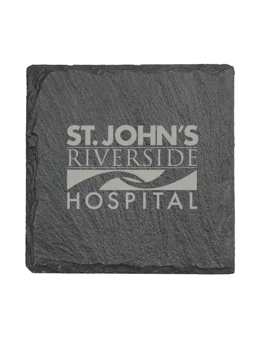 Square Slate Coaster, 4 x 4 w/St. John's Riverside Logo