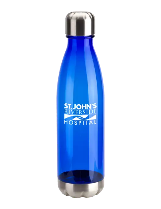 Bayside Tritan Blue 25 oz Bottle with Stainless Base and Cap w/St. John's Riverside Logo