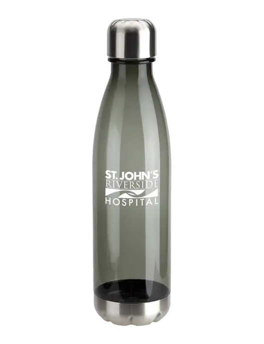 Bayside Tritan Smoke 25 oz Bottle with Stainless Base and Cap w/St. John's Riverside Logo