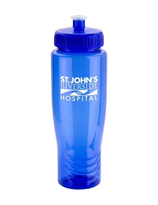 Roam Blue 28 oz Eco-Polyclear Bottle with Push Pull Lid w/St. John's Riverside Logo