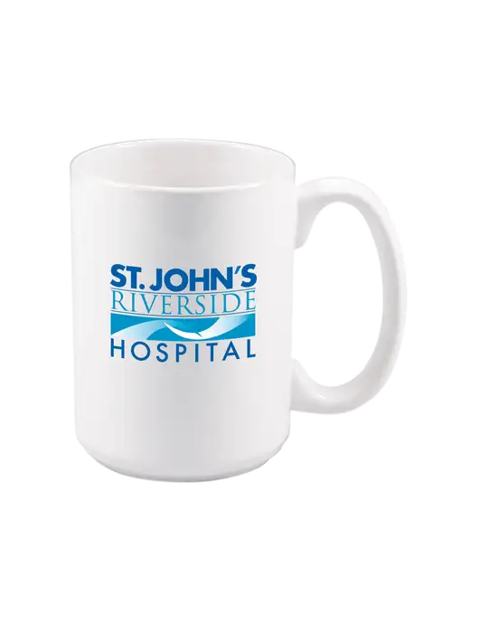 15 oz White Ceramic Mug w/St. John's Riverside Logo