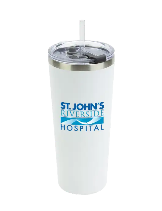 Brighton White 20 oz Insulated Tumbler & Straw w/St. John's Riverside Logo