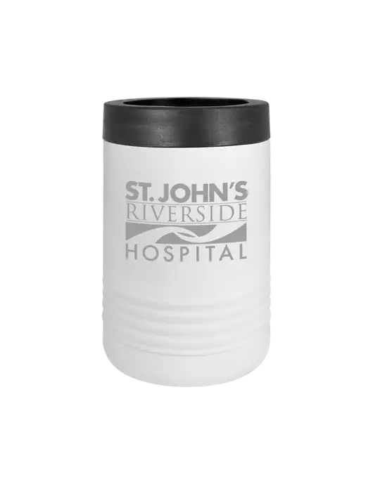 Polar Camel 12 oz Powder Coated White Vacuum Insulated Beverage Holder w/St. John's Riverside Logo