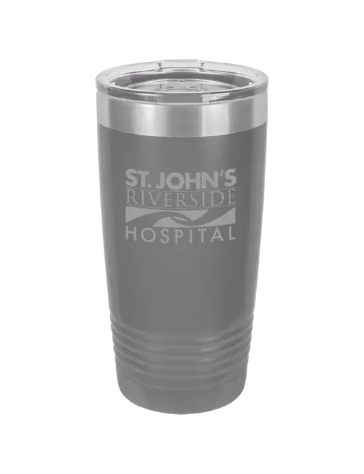 Polar Camel 20 oz Powder Coated Grey Vacuum Insulated Tumbler  w/St. John's Riverside Logo