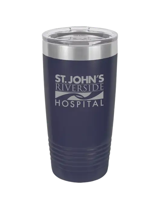 Polar Camel 20 oz Powder Coated Navy Vacuum Insulated Tumbler w/St. John's Riverside Logo