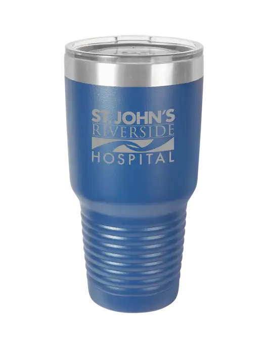 Polar Camel 30 oz Powder Coated Royal Vacuum Insulated Tumbler w/St. John's Riverside Logo