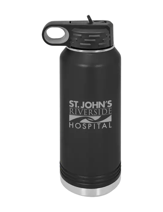 Polar Camel 32 oz Powder Coated Black Vacuum Insulated Water Bottle w/St. John's Riverside Logo