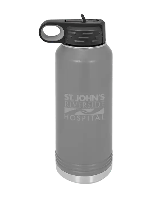 Polar Camel 32 oz Powder Coated Grey Vacuum Insulated Water Bottle w/St. John's Riverside Logo