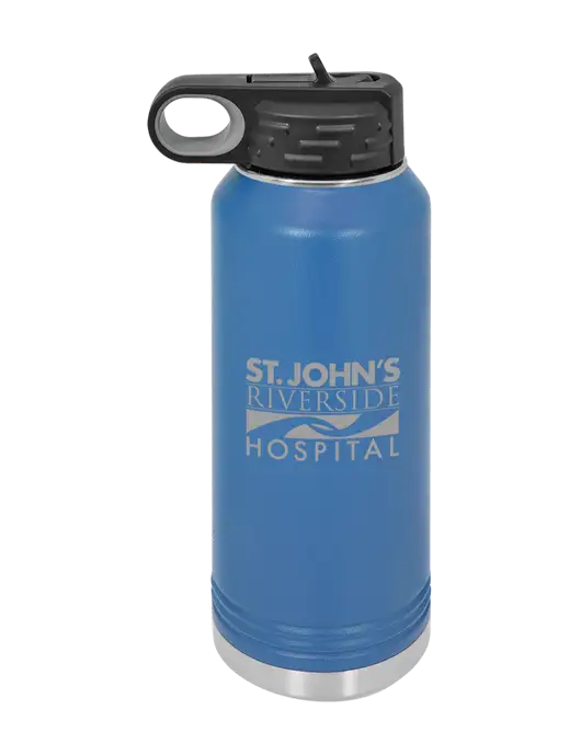 Polar Camel 32 oz Powder Coated Royal Vacuum Insulated Water Bottle w/St. John's Riverside Logo