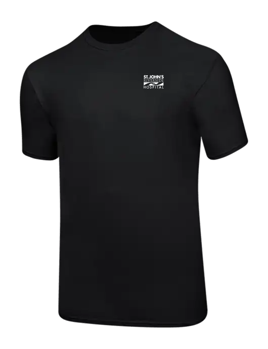 Ring Spun Jet Black 4.5 oz T-Shirt w/St. John's Riverside Logo