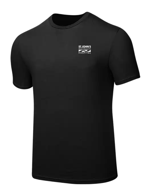 Seriously Soft Black T-Shirt w/St. John's Riverside Logo