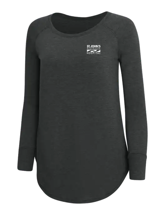 Womens Perfect Wide Collar Tunic Tri-Blend Black Frost 4.5 oz T-Shirt w/St. John's Riverside Logo