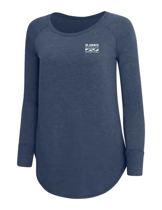 Womens Perfect Wide Collar Tunic Tri-Blend Navy Frost 4.5 oz T-Shirt w/St. John's Riverside Logo