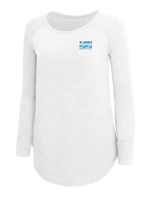Womens Perfect Wide Collar Tunic Tri-Blend White 4.5 oz T-Shirt w/St. John's Riverside Logo