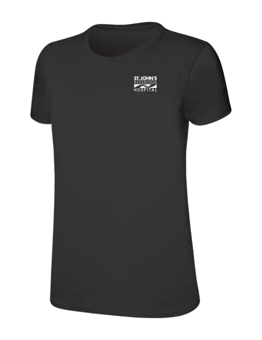 Womens Ring Spun Charcoal 4.5 oz T-Shirt w/St. John's Riverside Logo