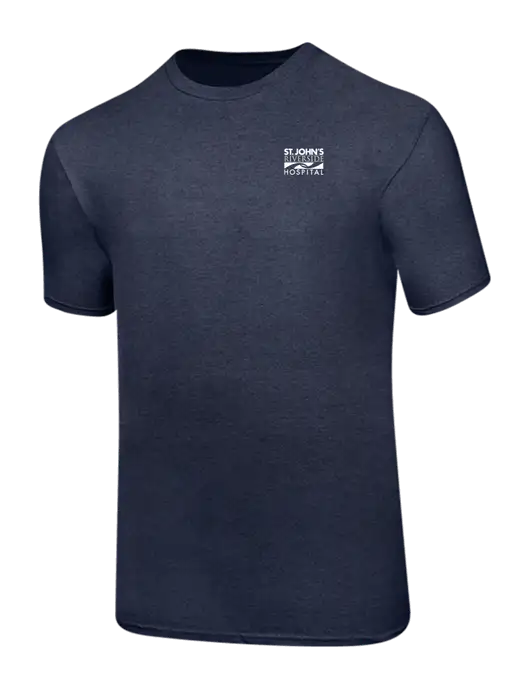Ring Spun Heather Navy 4.5 oz T-Shirt w/St. John's Riverside Logo