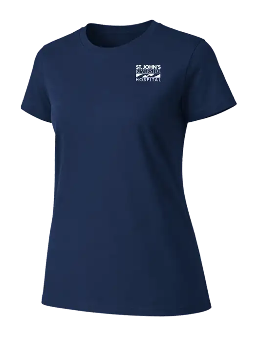 Womens Ring Spun Navy 4.5 oz T-Shirt w/St. John's Riverside Logo