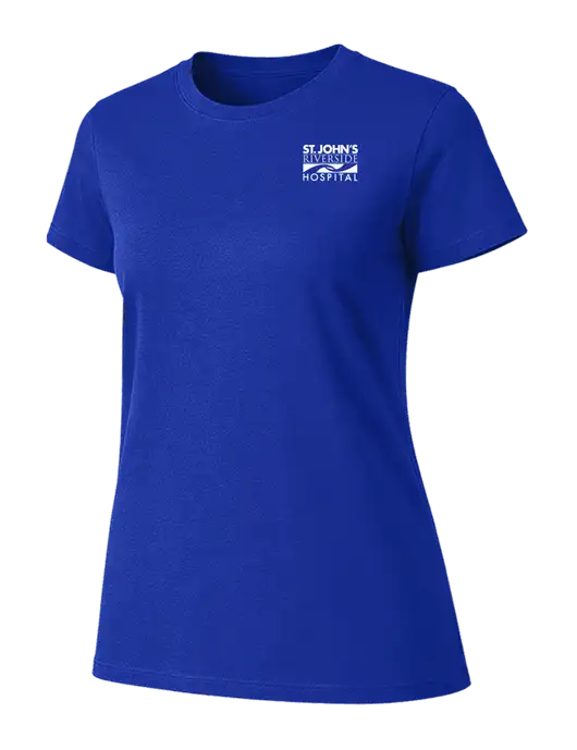 Womens Ring Spun Royal 4.5 oz T-Shirt w/St. John's Riverside Logo