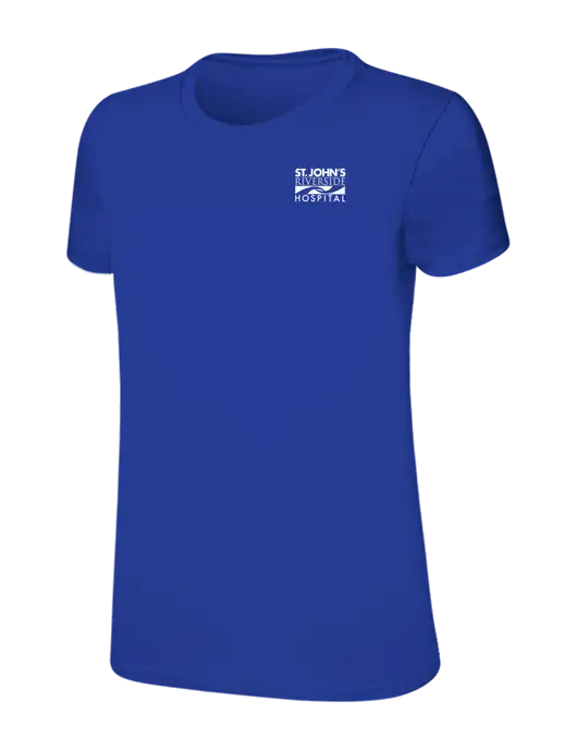 Womens Ring Spun Royal 4.5 oz T-Shirt w/St. John's Riverside Logo