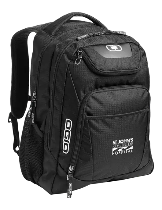 OGIO Black/Silver Excelsior Laptop Backpack w/St. John's Riverside Logo