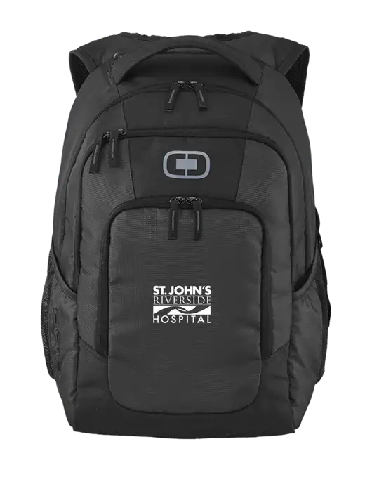 OGIO Diesel Grey Logan Laptop Backpack
 w/St. John's Riverside Logo